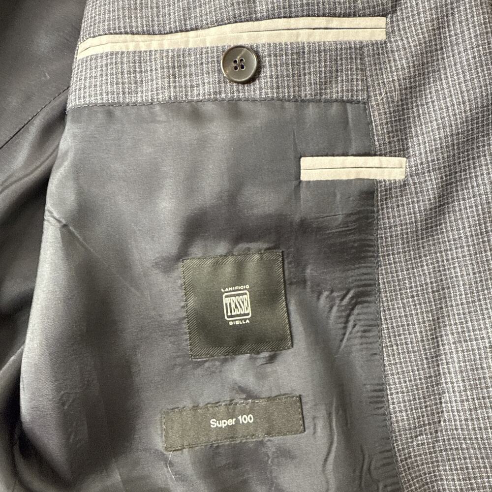 Hugo Boss Wool 42R Lanificio Tesse Super 100 Gray Plaid Blazer Sport Coat Suit - Picture 6 of 14